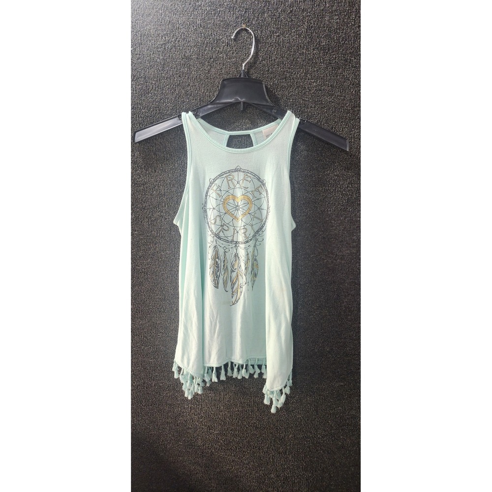 Jerry Leigh Free Spirit Dreamcatcher Tassel Tank Top Mint Green Juniors Medium